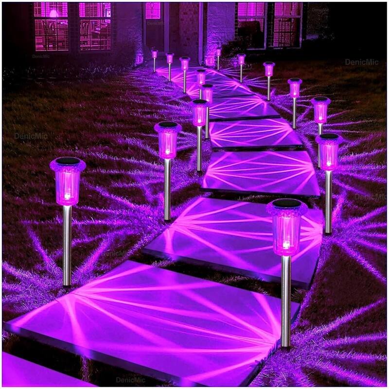 Solar Lights Outdoor Pathway Lights 6000K LED Waterproof - Purple 10Pack