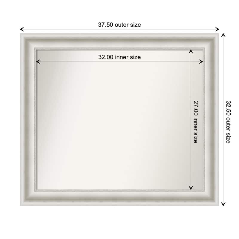 Parlor White Framed Non-Beveled Custom Wall Mirror, Bathroom Vanity Mirror - Outer Size: 37.5 x 32.5