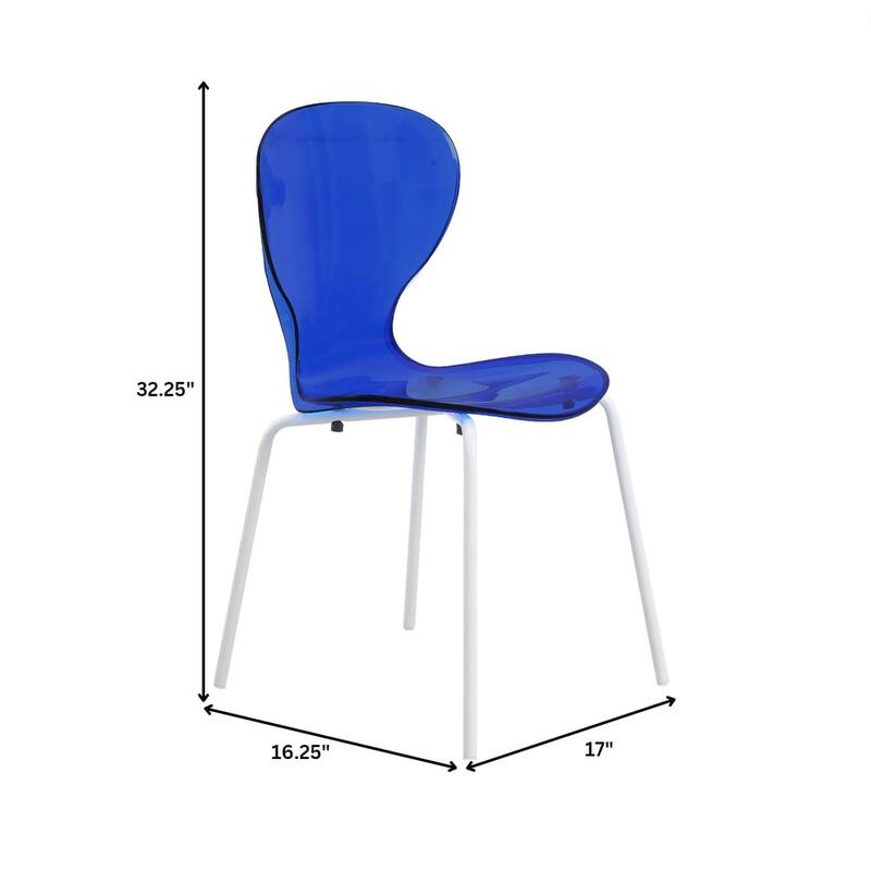 Stackable Plastic Dining Chair Set of 2 Transparent Modern Accent Side Chair for Indoor and Outdoor