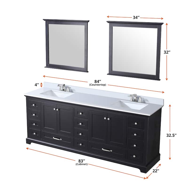 Dukes 84 in. W x 22 in. D White Double Bath Vanity and Cultured Marble Top