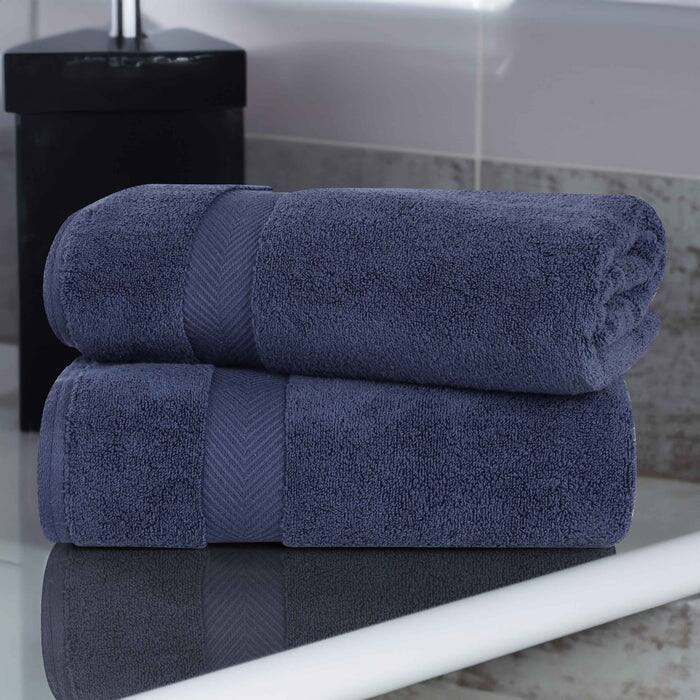 Superior Soft Oversize Zero Twist Cotton Bath Sheets (Set of 2) - Midnight