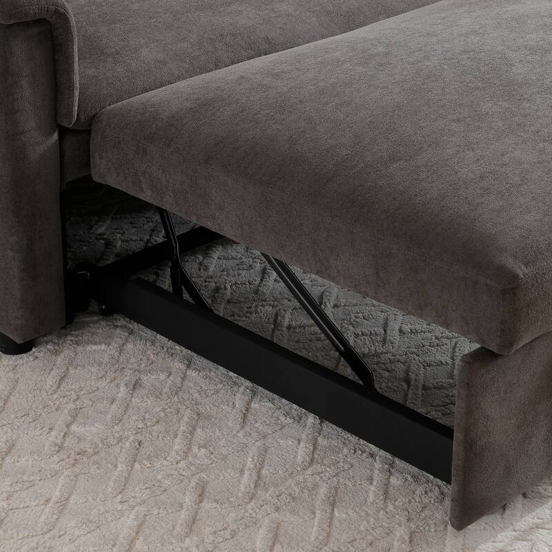 3 in 1 Convertible Sofa Bed with USB Port, Velvet 2 Seater Pull Out Sofa Bed, Loveseat Sofa with Adjustable Back & Side Pockets
