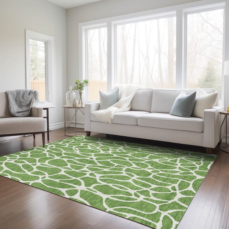 Machine Washable Indoor/ Outdoor Modern Chantille Rug
