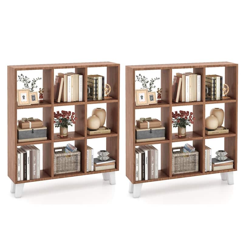Costway 1 PCS 9-Cube Bookcase with 6 Removable Shelves Raised Support
