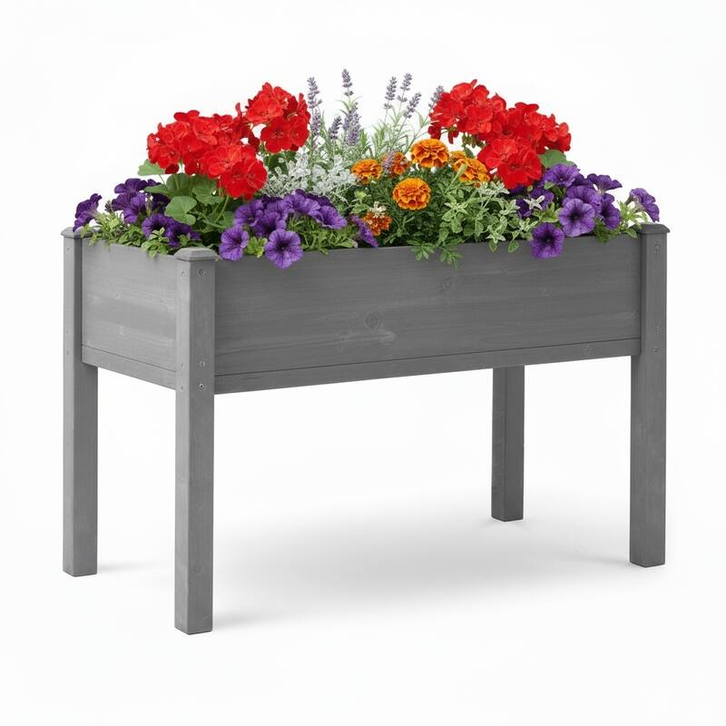 Natural Elevated Planter Box for Outdoor Use with Eco-Friendly Finish - Grey-48x24x30 inch