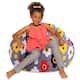 Kids Bean Bag Chair, Big Comfy Chair - Machine Washable Cover - 38 Inch Large - Canvas Multi-colored Flowers on Gray