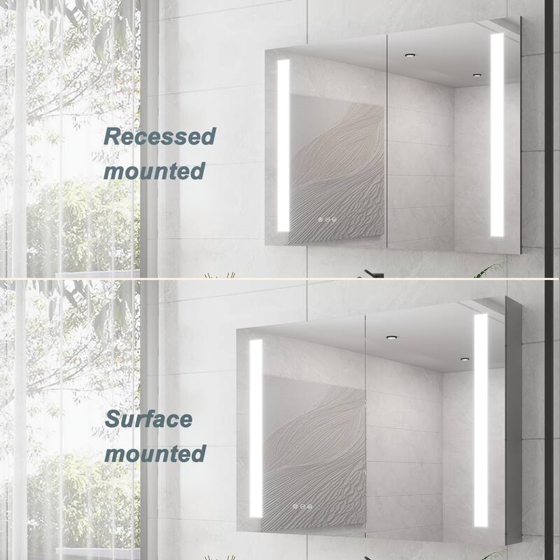 36" Surface Mount Aluminum Medicine with Double Door, Mirror