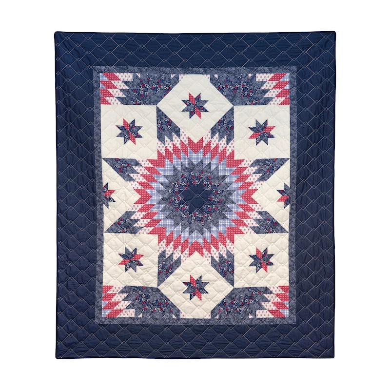 Donna Sharp Bluefield Star Polyester Throw - 50"x60" - Blue/Red/Off-White
