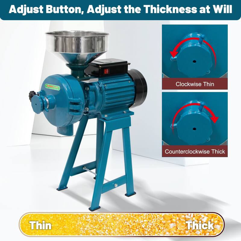 DoCred Electric Grinder Mill, Wet and Dry Cereals Grinder w/Funnel