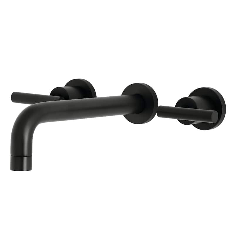 Manhattan 3-Hole Wall Mount Roman Tub Faucet in Brushed Brass - Matte Black