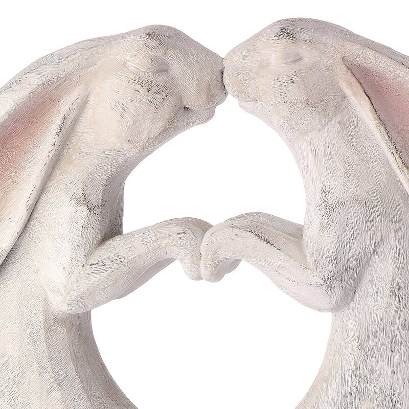 16 " Resin 'Wood' Bunny Heart Couple