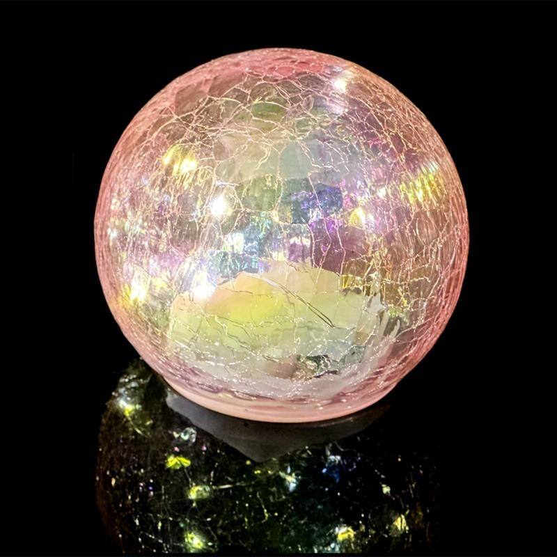 Crackle Glass LED Globe Light, Gold Mercury Orb Lamp for Christmas Decor, Table Centerpiece, Gift - GB1200B