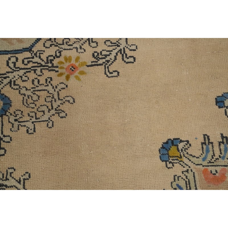 Hand Knotted Oriental 100% Wool Carpet Traditional Floral Beige & Ivories Tabriz Area Rug - 12' 3'' X 9' 10''
