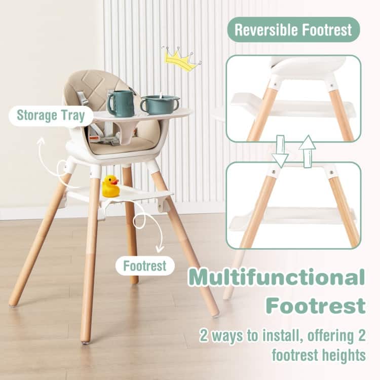 6-in-1 Baby High Chair with Removable Dishwasher and Safe Tray - 24.5" x 23" x 35.5"