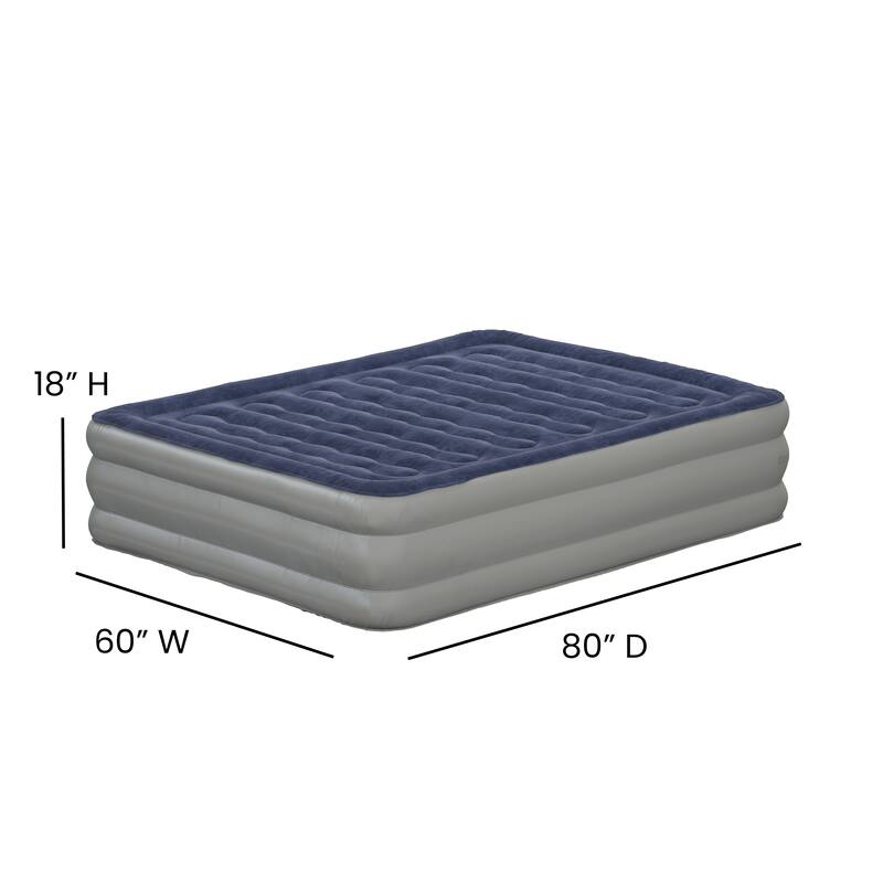 18" Air Mattress - ETL Certified Internal Electric Pump and Carrying Case