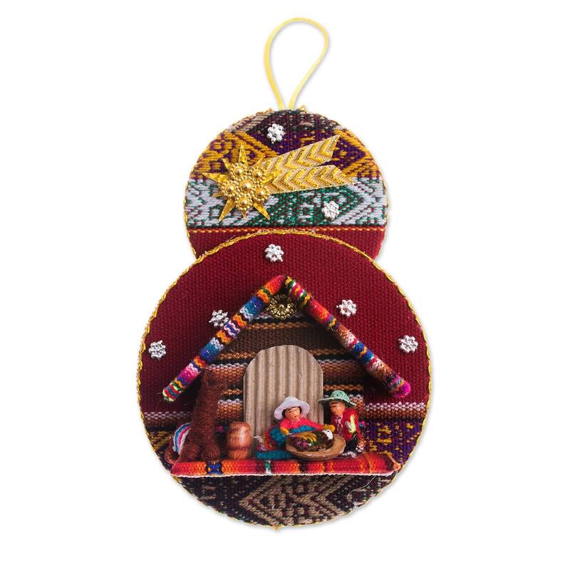 Novica Handmade Nativity In The Andes Fabric Ornament