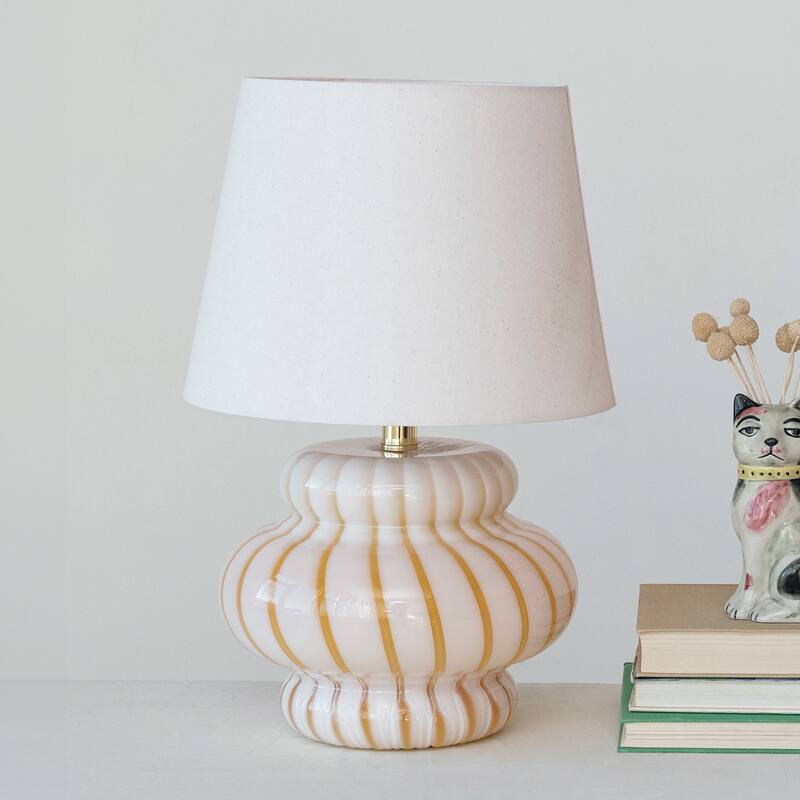 Sunbeam Striped Hand-Blown Art Glass Table Lamp