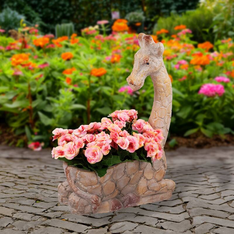 Giraffe Outdoor Ceramic Garden Planter - 17"