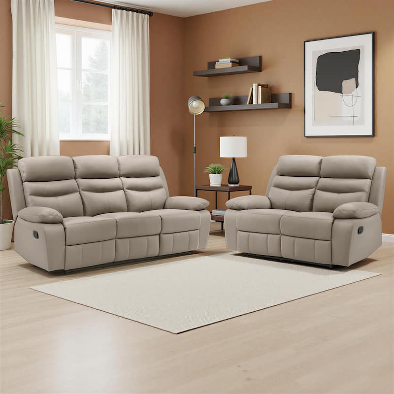 Peperomia Leather 2-Piece Manual Double Reclining Living Room Sofa Set