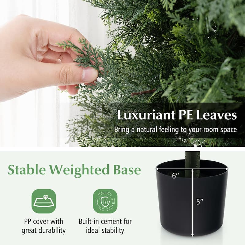 Gymax 31.5'' Artificial Cedar Topiary Tree Faux Indoor Floor Plant w/
