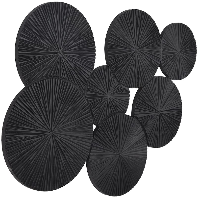 Wood Plate Carved Pinwheel Home Wall Decor - Black or White - Roche River Decor