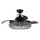 preview thumbnail 10 of 11, 42" Modern Black 3-Light Crystal Ceiling Fan Chandelier with Remote