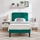 preview thumbnail 4 of 25, Twin Upholstered Platform Bed Frame with Headboard and 12 Wooden Slats, Adjustable Height, Green