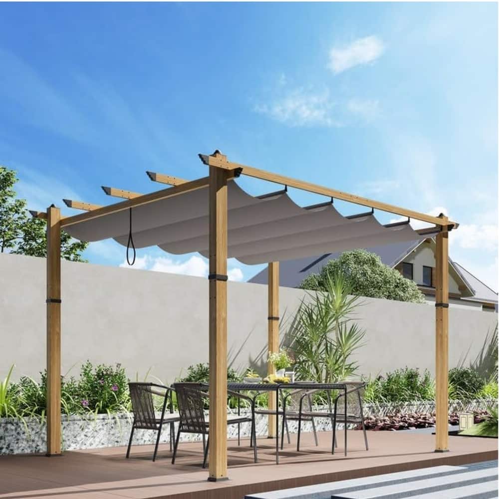 10*10FT aluminum flower rack grape rack, imitation wood grain gray curtain