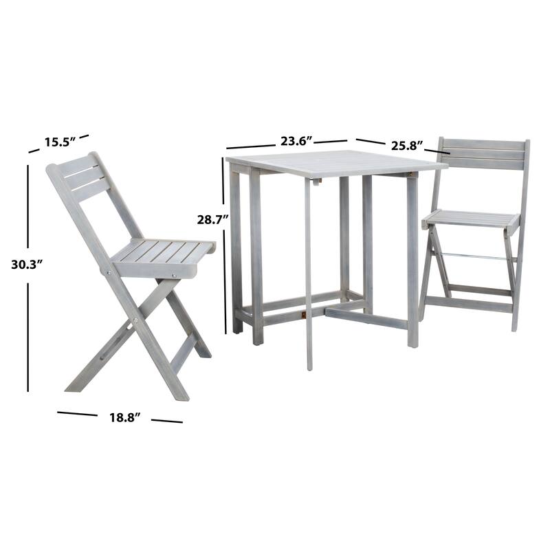 SAFAVIEH Outdoor Laisha Balcony 3-Piece Bistro Set - 24Wx26Dx29H