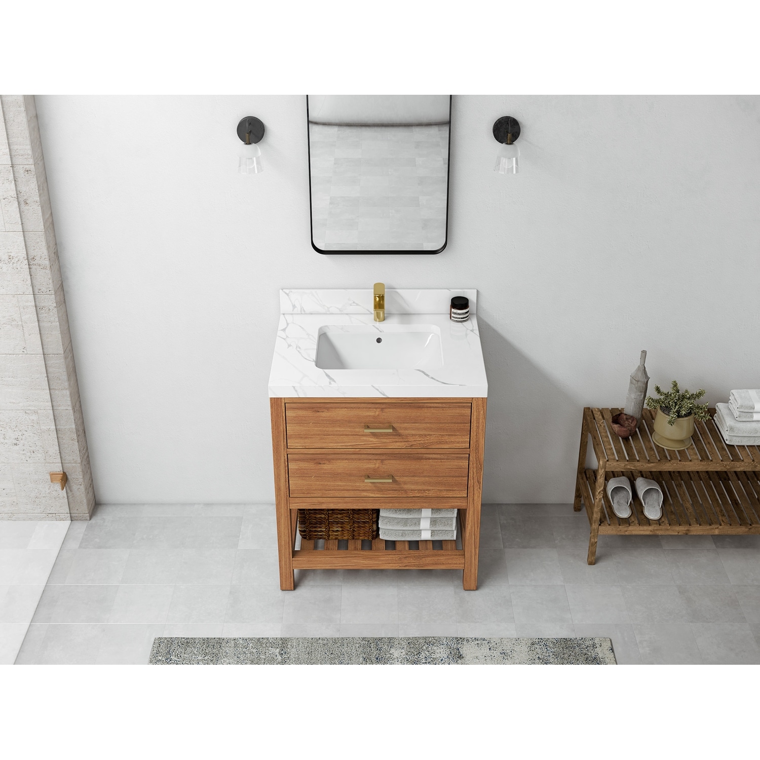 Willow Collections 30 in. W x 22 in. D Parker Solid Teak Single Sink Bathroom Vanity with Countertop