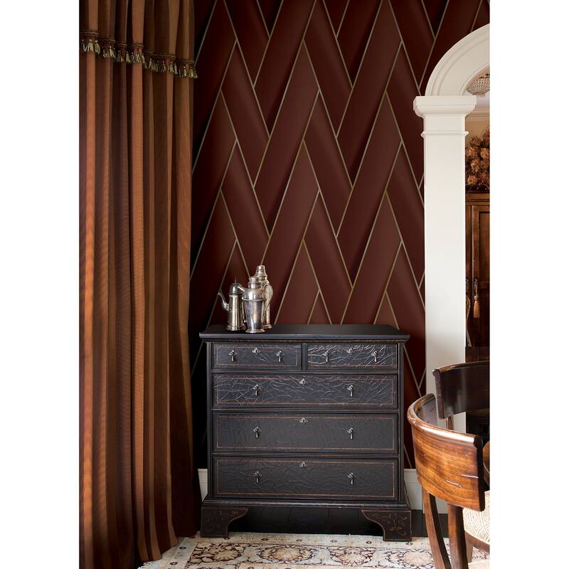 Geometrics Greeley Manfred Modern Herringbone 33' L X 20.9" W Wallpaper Roll - Ruby
