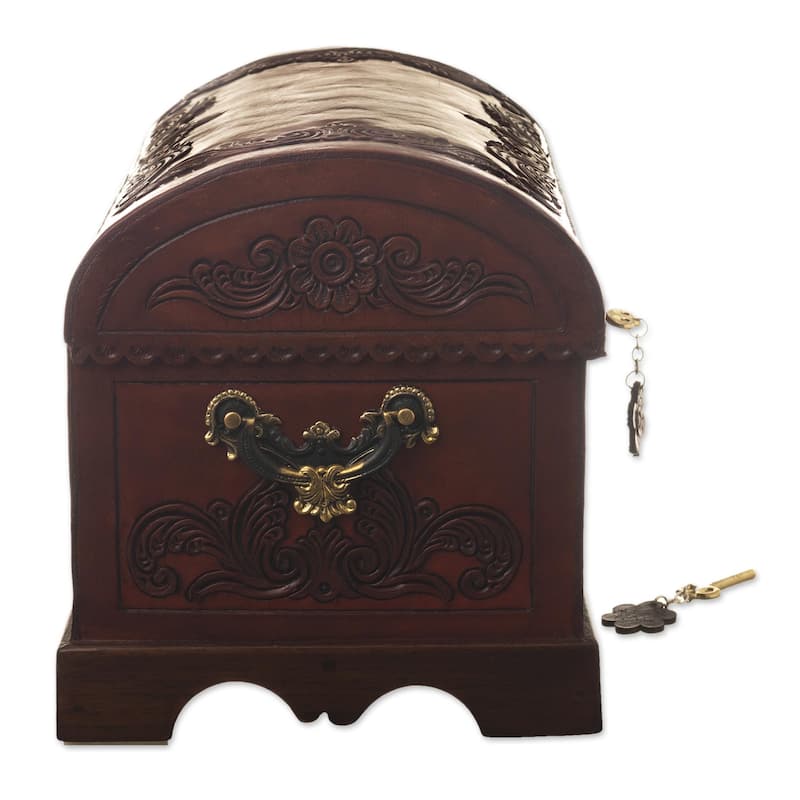 Novica Handmade Peruvian Treasure Leather And Wood Chest