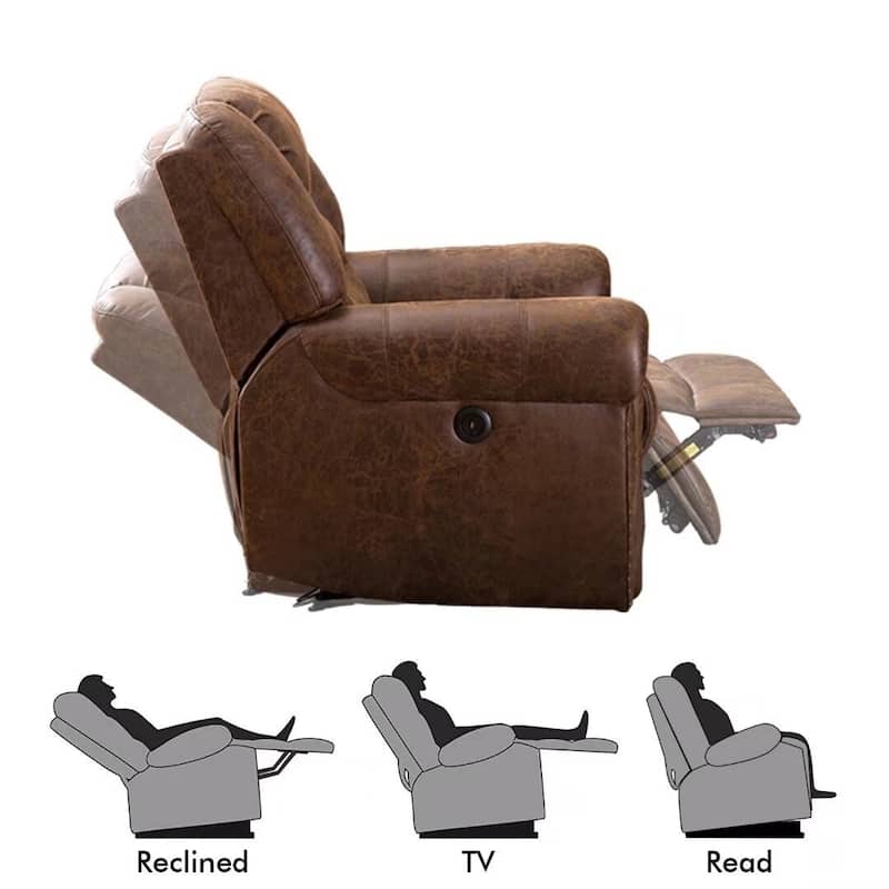 Ebello Classic Single Sofa Home Theater Recliner Seating With USB Port