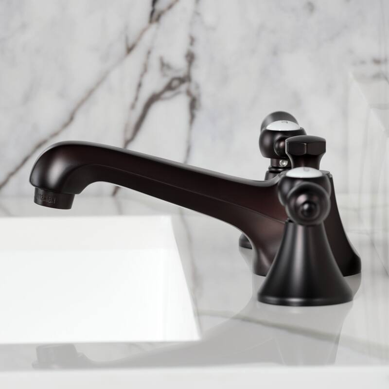 Kingston Brass Deck Mount Widespread Bathroom Faucet with Brass Pop-Up