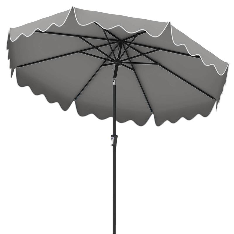 Costway 9 FT Patio Umbrella 2-Tier Market Table Umbrella with - Gray