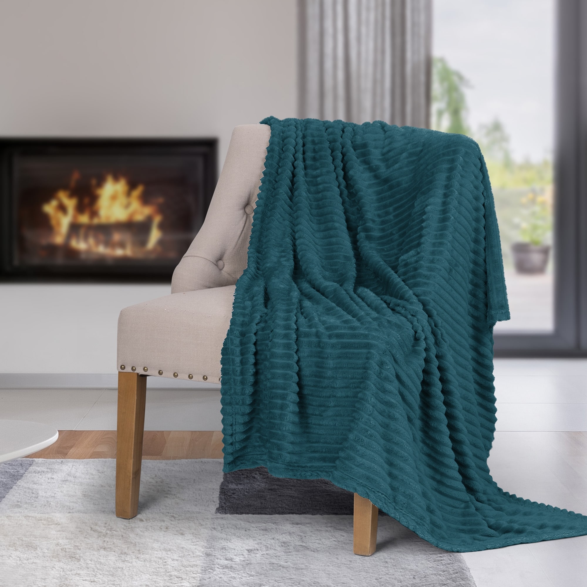 Chunky knit blanket online teal