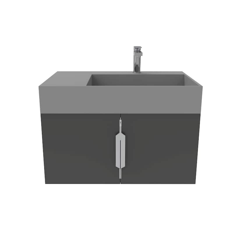 Amazon 30" Wall Mounted Bathroom Right Basin Vanity Set w/ Gray Top