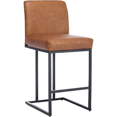 Bar Stools, 24" Seat High Counter Height Leather Barstools