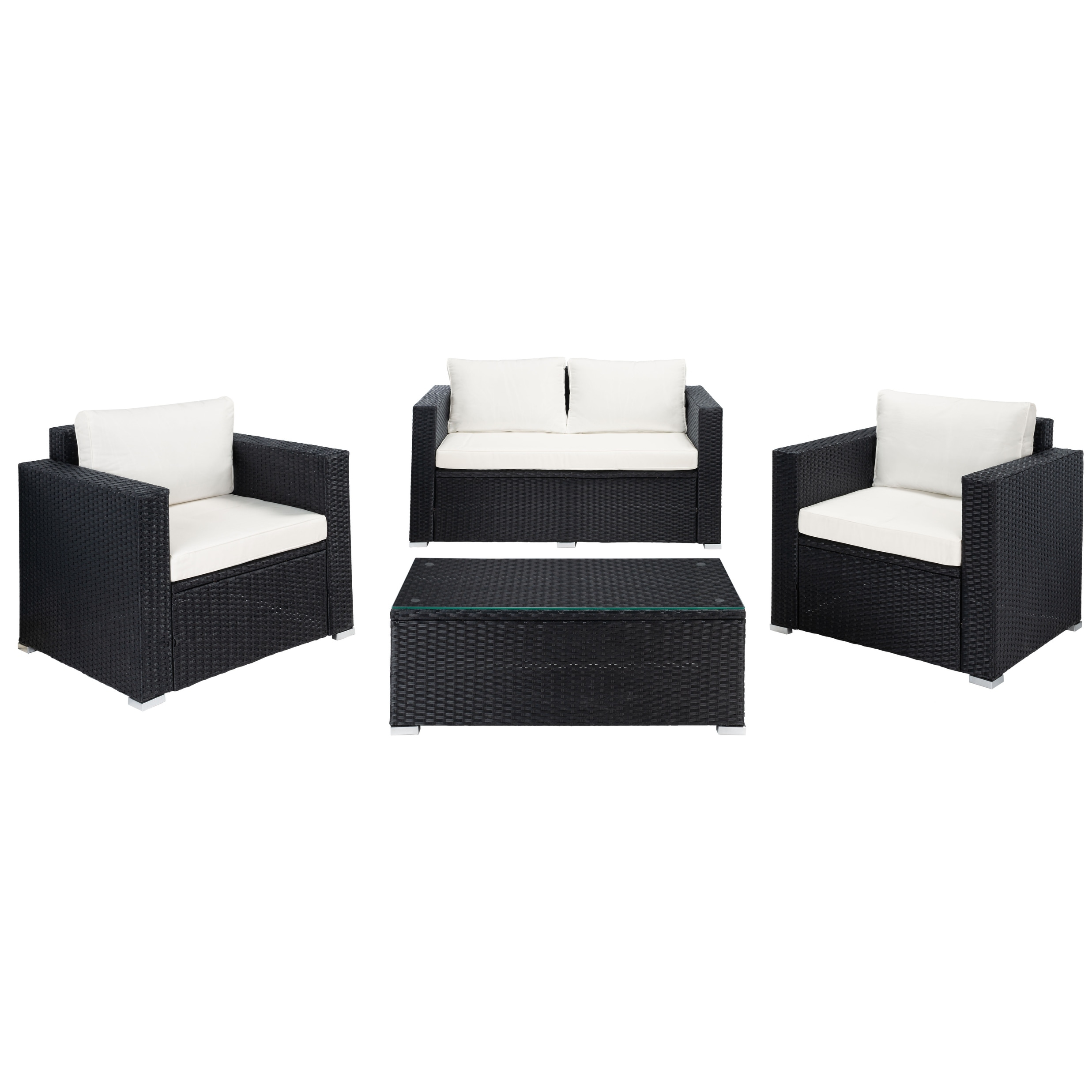 SAFAVIEH Outdoor Living Machie Wicker 4-piece Patio Set