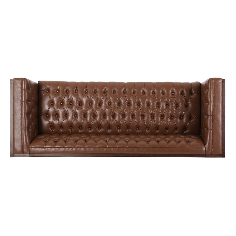 Roomfitters Chesterfield 3-Seater Sofa, Tufted Faux Leather Couch for Living Room