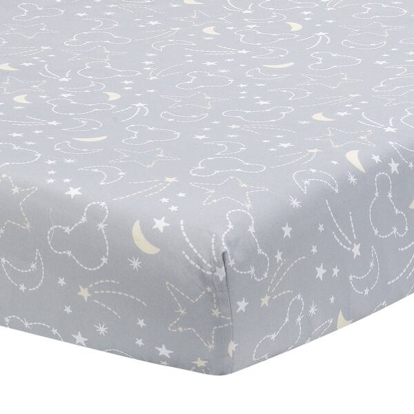 Shop Disney Baby Mickey Mouse Gray Yellow Celestial Fitted Crib