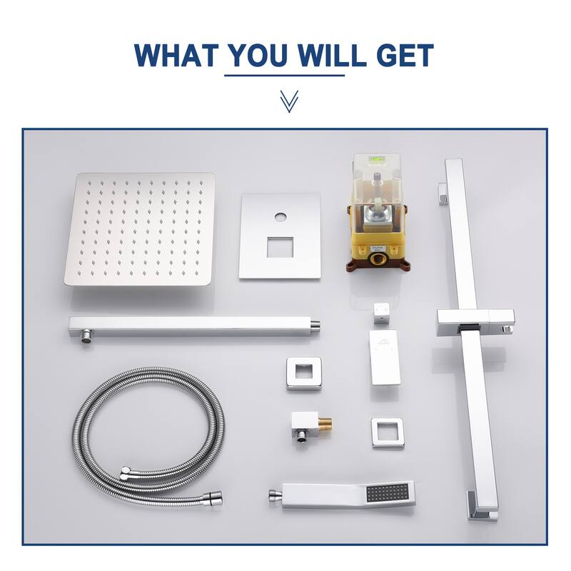 2 Function 10- Wall Mounted Dual Shower Heads Shower System With Sliding Rod Shower Hand