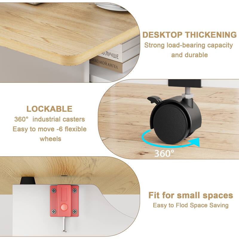 Folding Dining Table with 2 Tier Storage