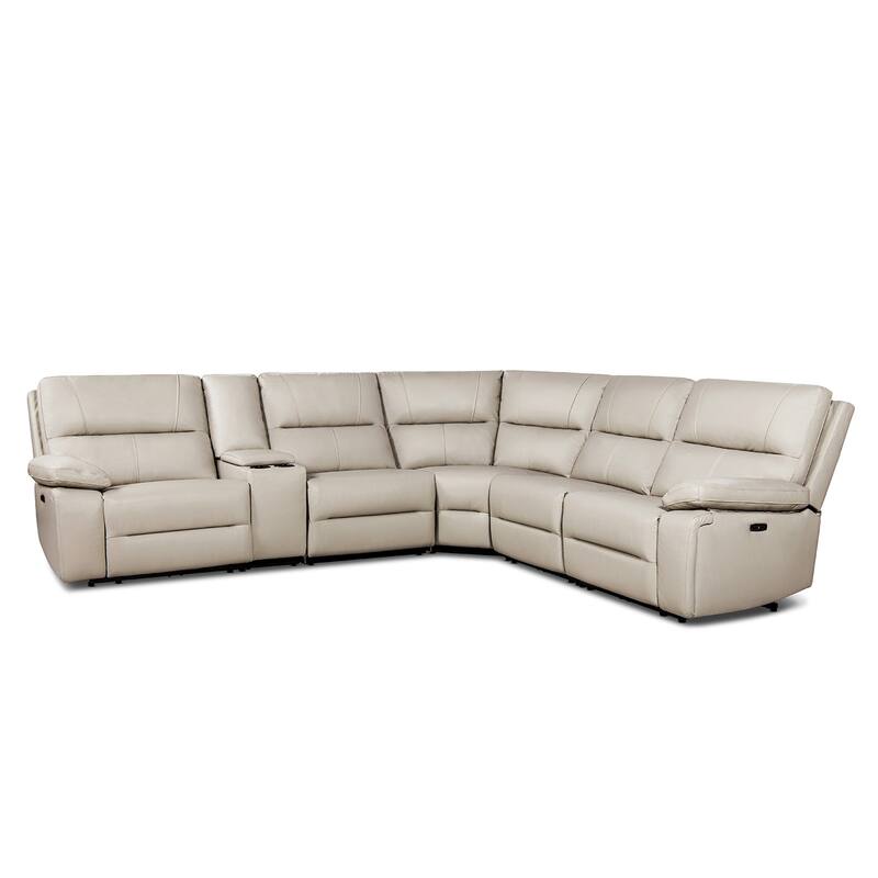 Malibu 130" 6-Piece Leather & Faux Leather Power Reclining Sectional