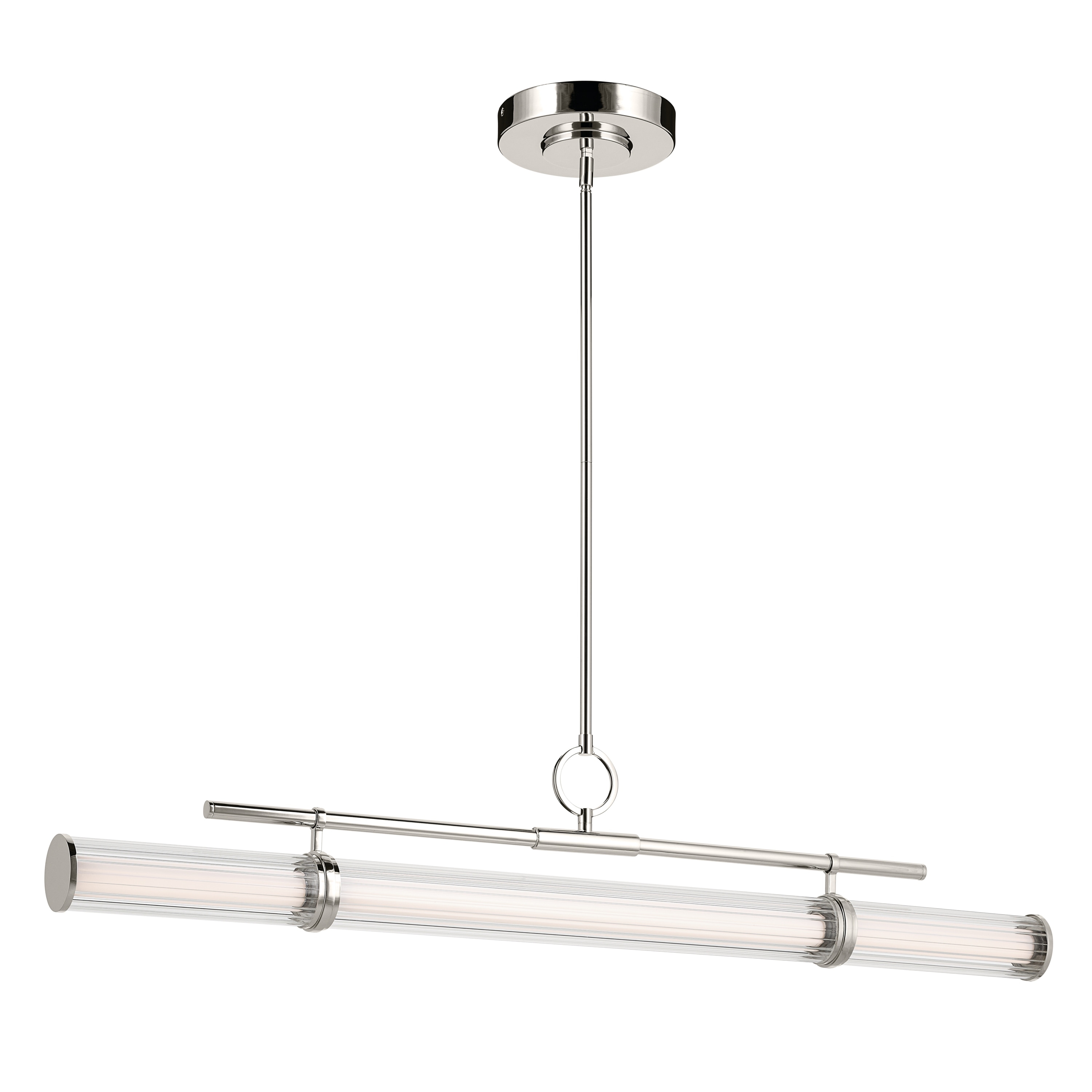 Kichler Lighting Riven 48.25 Inch LED 1 Light Linear Chandelier with Clear Fluted Glass in Polished Nickel