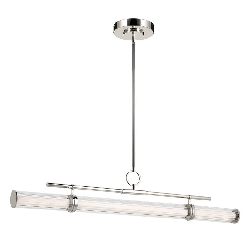 Riven 48.25 Inch LED 1 Light Linear Chandelier with Clear Fluted Glass in Polished Nickel