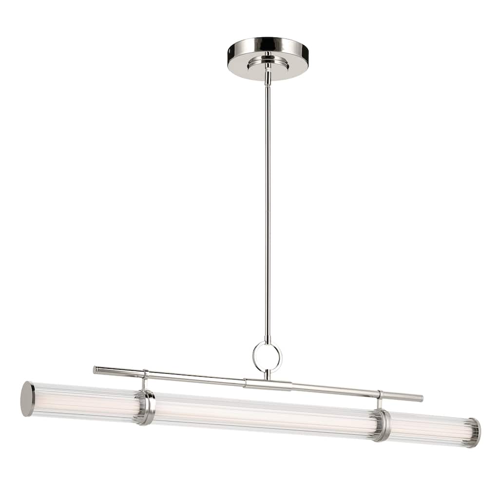 Riven 48.25 Inch LED 1 Light Linear Chandelier with Clear Fluted Glass in Polished Nickel