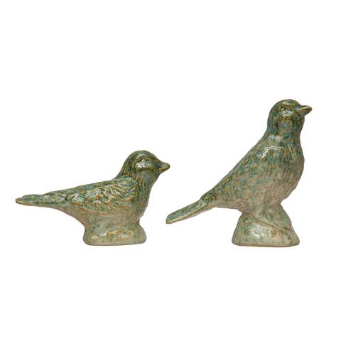 Decorative Debossed Stoneware Bird Figurines - 5.5"L x 2.4"W x 3.4"H