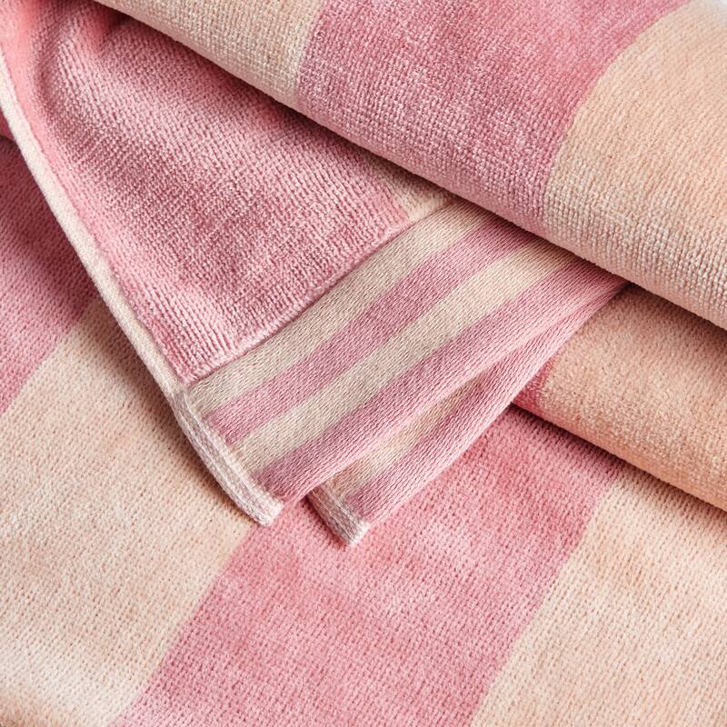 Linery & Co. 100% Cotton Velour Cabana Stripe Beach Towel