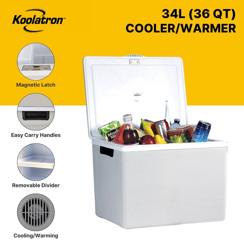 Koolatron 12V Electric Cooler/Warmer 34L (36 qt), Two-Way Design